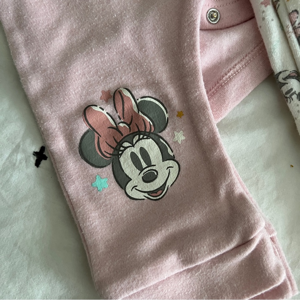 Disney Baby Pink Minnie Mouse Onesie 6 Piece Mix Match Bundle Set Puff Sleeves - Picture 7 of 10